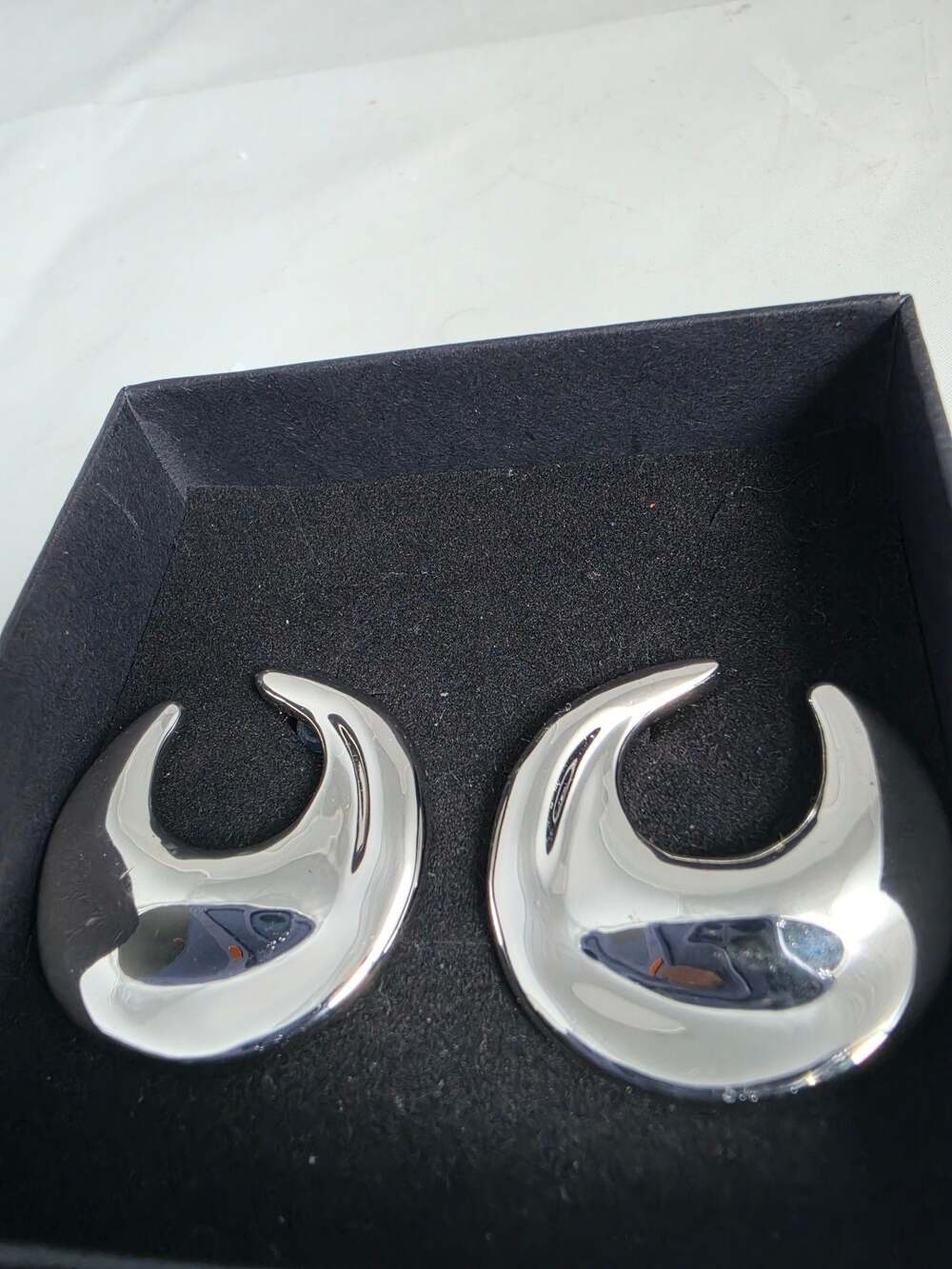 Luv Aj Silver Tone C-Shaped Statement Hoop Earrings